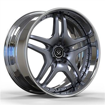 SS2051 עבור Benz CLS מותאם אישית 20 אינץ' 2 חלקים פולנית בתוספת חישוקי גלגל מזויפים אפורים